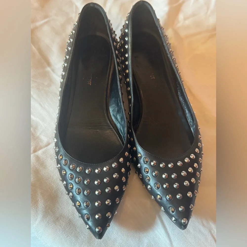 Saint Laurent, Studded Black Flats 37.5 - Picture 2 of 7